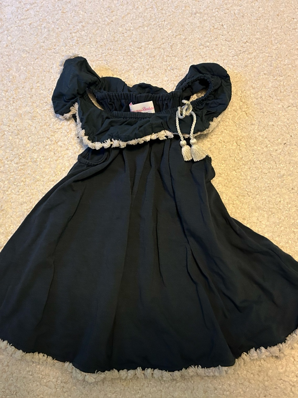 Tommy Bahama Navy Dress with Cream Tassel Trim